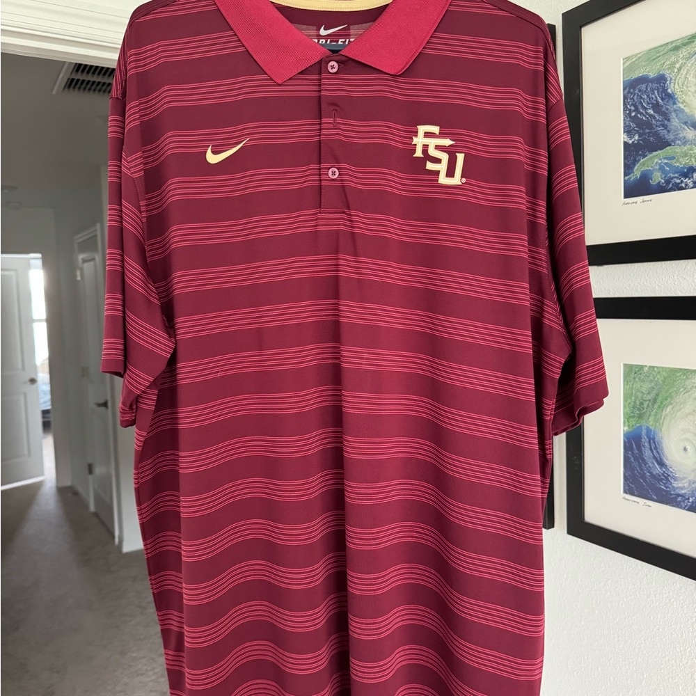 Nike Burgundy and Gold Men's Polo Shirt